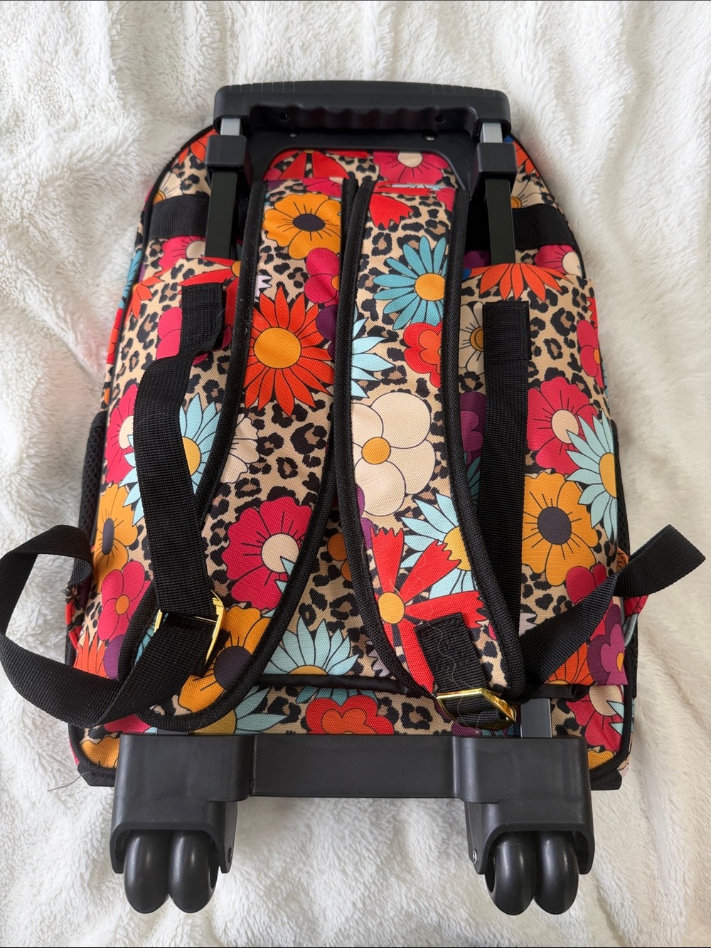Posh Peanut Moonbeam Leopard Print Detachable Rolling Backpack - Multicolor - Picture 2 of 3